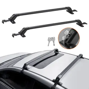 VEVOR Roof Rack Cross Bars, Aluminum Roof Rack Crossbars, Fit Roof without Side Rail, 155 lbs Load Capacity, Adjustable Bare Roof Crossbars with Locks, for SUVs, Sedans, and Vans