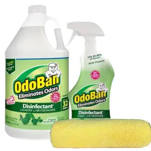 OdoBan Disinfectant and Odor Eliminator - 2 Pack - 32 oz Spray and 1 Gallon Concentrate - Original Eucalyptus Scent- Includes REYBLUE Microfiber Towel