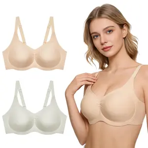 SoFlace Women’s Wireless Full Coverage Jelly Bra – Seamless Soft T‑Shirt, Supportive Push‑Up, Plus Size, Breathable, Wide Adjustable Straps