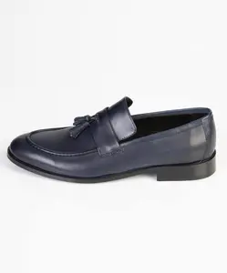 Midnight Navy Tassel Loafers – 100% Turkish Leather