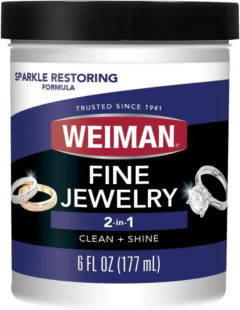 Fine Jewelry Cleaner Liquid with Cleaning Brush – Restores Shine & Brilliance to Gold, Platinum, Precious Gemstones & Diamond Jewelry, 6 Oz