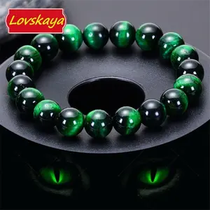 AAA Grade Green Tiger Eye Natural Crystal Bead Bracelet，Fashionable And Elegant, Unisex, Suitable For Various Occasions, Crystal Bracelet Jewelry High Quality