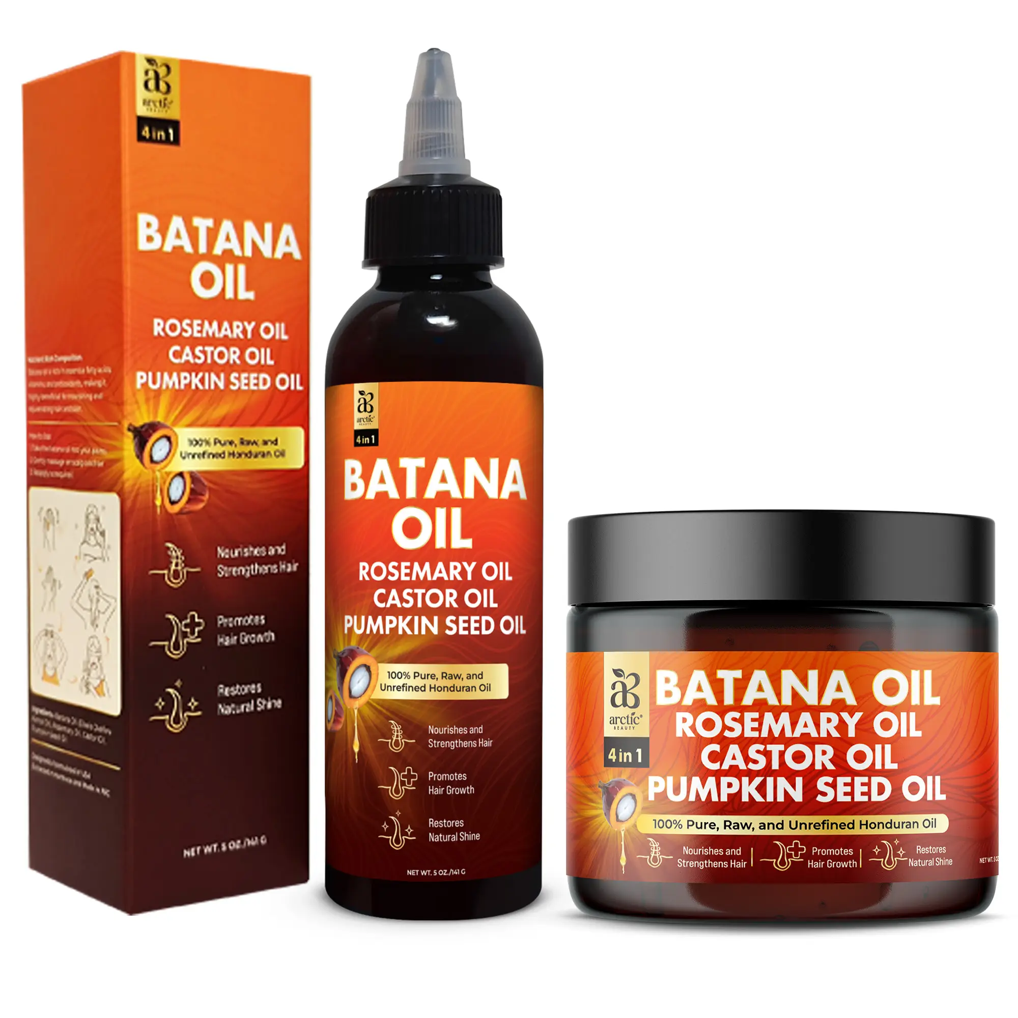 Arctic Beauty Batana Oil (Liquid & Cream Set) - All-in-One Scalp Health & Hair H...