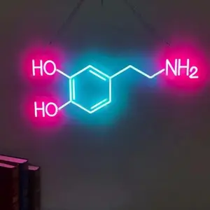 Dopamine Chemical Formula Neon Sign USB Wall Mount Lighting, Dimmable Art Lamp for Dessert Shop, Bedroom, Party, Birthday Celebration