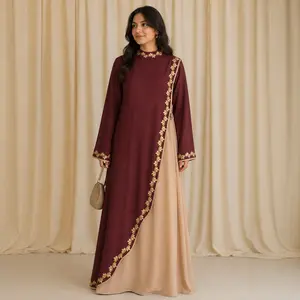 Amiyah Dress | Luxury Maroon Embellished Abaya/Modest Dress