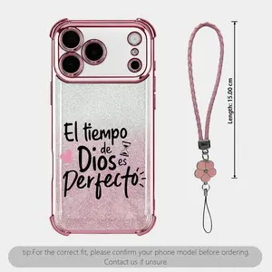 Shockproof Glitter Phone Case For Women Religious Faith Gift For iPhone Samsung Galaxy 17Pro Max Air 16 15Plus 14 13 12 11 XR XS S25 S24 S23 S22 Electroplated Bumper With Flower Lanyard 995
