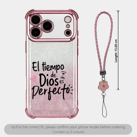 Women's Shockproof Glitter Smartphone Case, Religious Faith Gift, Electroplated Bumper with Flower Lanyard for iPhone 17 Pro Max, 16, 15 Plus, 14, 13, 12, 11, XR, XS & Samsung Galaxy S25, S24, S23, S22 - Handheld Cellphone Protection for Devices 995