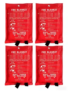 Emergency Fire Blanket 4-Pack, Fiberglass Fire Suppression Blanket, Fire Safety Essential for Home, Kitchen, Cooking, Camping, Grill