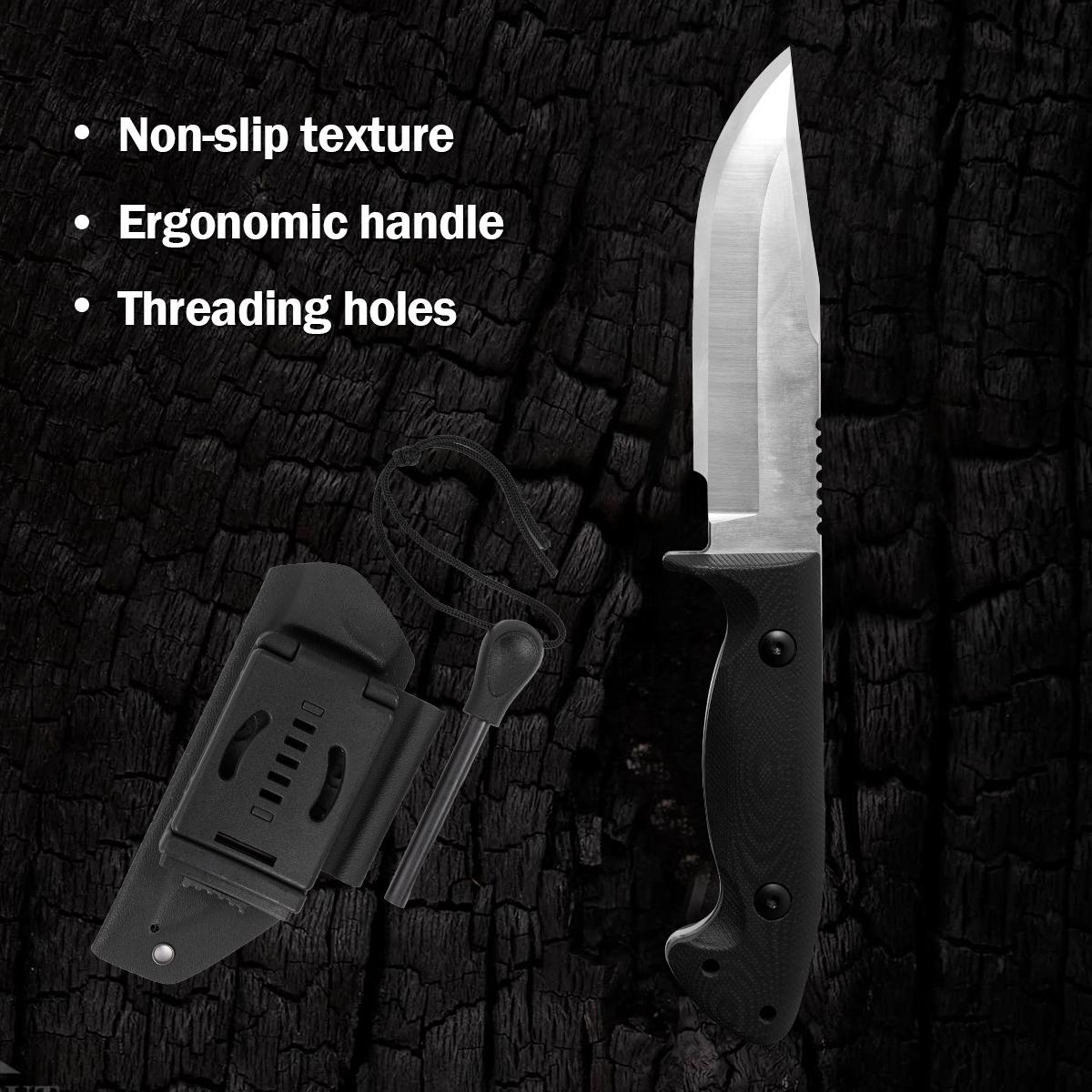 Camping Tactical Fixed Blade Utility Knife，Premium Tactical Fixed Blade Knife with Kydex Sheath, Must-Have Gear for Outdoor Adventures
