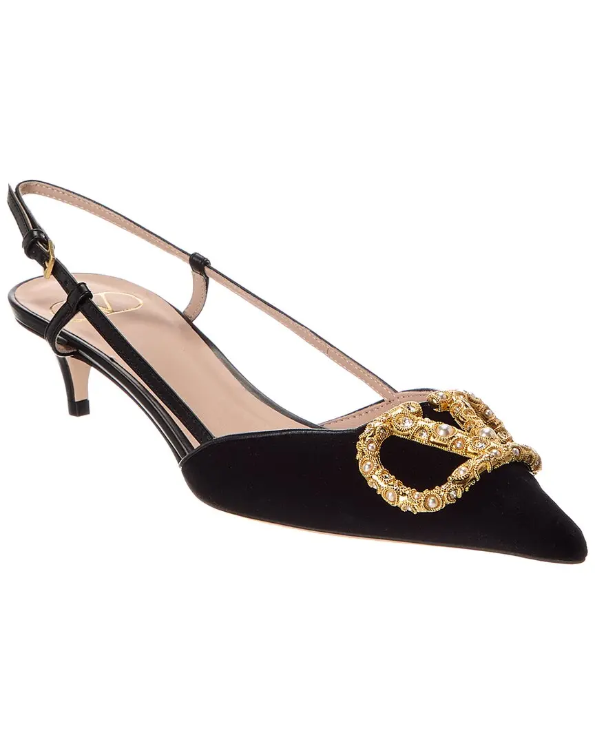 Valentino VLogo 40 Velvet Slingback Pump
