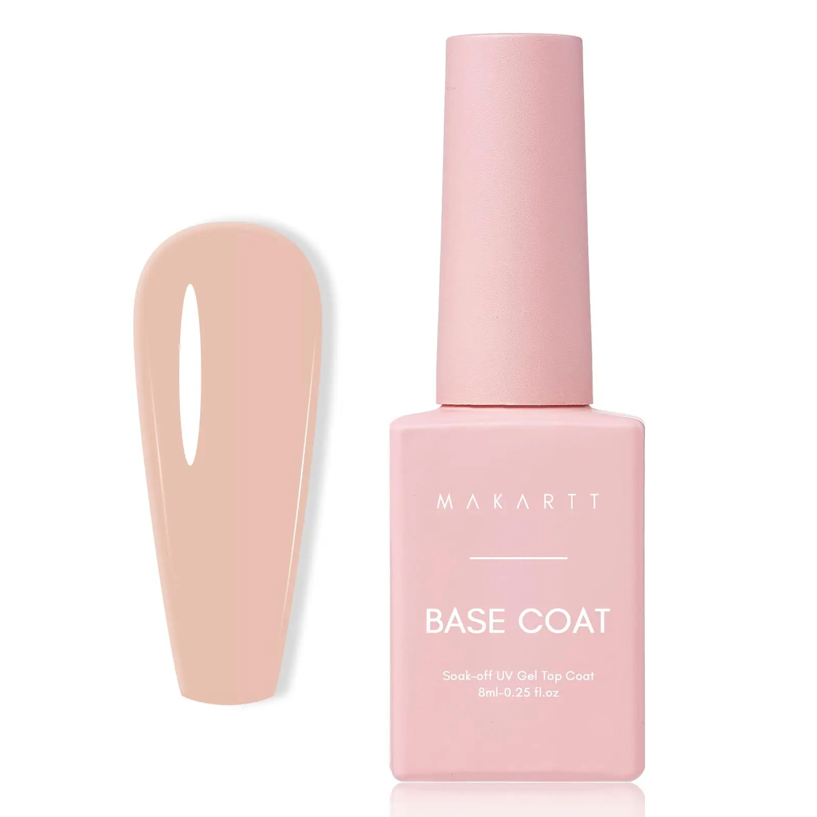 Makartt Rubber Gel Base for Nails,Natural Nude Gel Base Coat, Fall Winter Gel Nail Polish 8ML Soak Off UV LED Gel Rubber Base for Manicure DIY Nail Art Designs Home Valentine's Day Nail Care Cutics