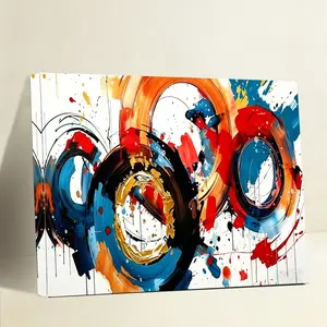 American-style ink-washed color circle canvas painting – a stylish and personalized decorative piece for hotels and guesthouses