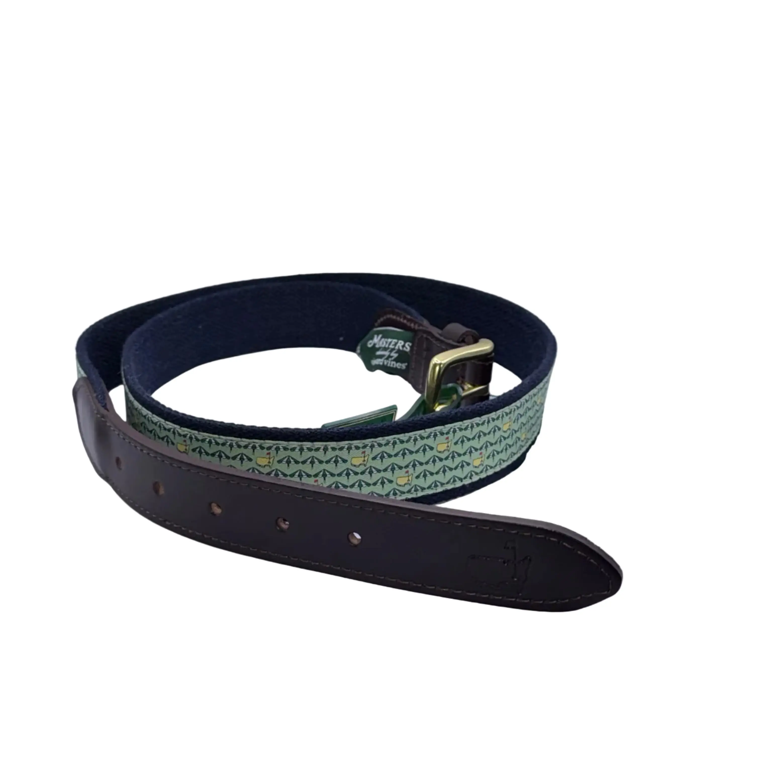 Officially Licensed Masters Tournament Authentic Classic Men's Golf Casual Waist Belt - Fashion Clothes Accessory, Distinctive Masters Tournament Branding, Logo, Umbrella Motif, Size 40, Wardrobe, Collectors Item
