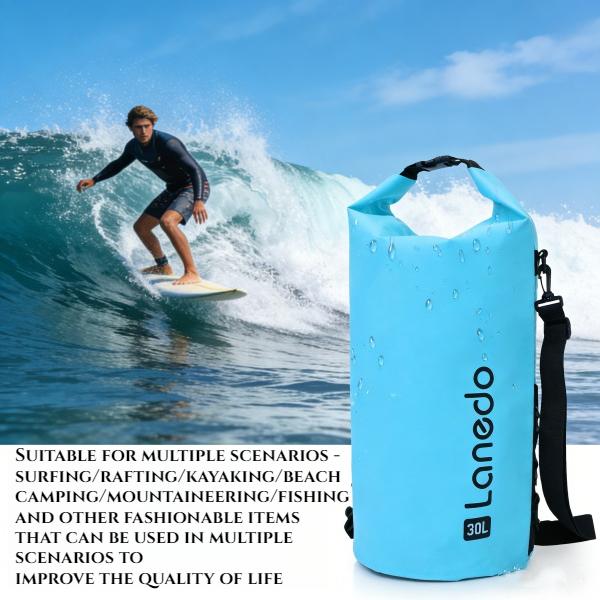 New 20L/30L Waterproof Dry Bag Backpack, Roll Top Floating Dry Sack for Kayaking, Beach, Swimming & Boating, Durable Water Sports Gear Bag（Blue）