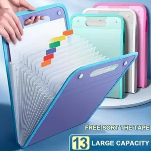 13 Pocket File Folders Portable A4 Letter Size Macaron Color Accordian Document Organizer Office Supplies for Classroom Office Home Storage