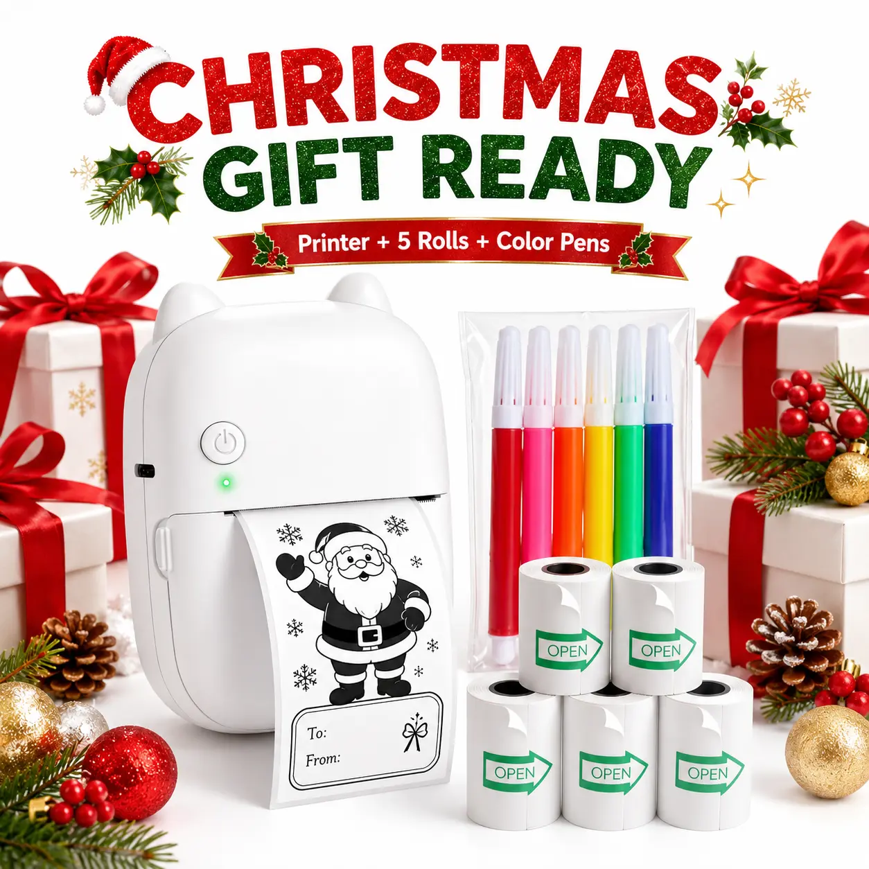 EFFUN AI Voice Mini Printer - Portable Rechargeable, Inkless, Wi-Fi Enabled Label Printer with Drawing, Sticker Creation, Voice Control, 1 Roll Thermal Paper, App & Computer Compatibility for Home/Office (Creative Kids Tool)