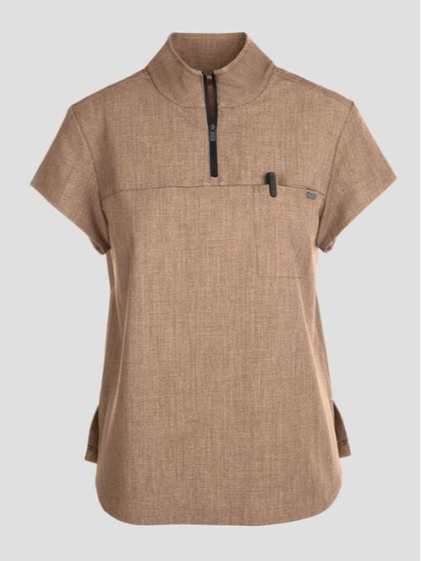 Healing Hands Quest Women's 1-Pocket STRETCH Tuck In Half Zip Collar Scrub Top