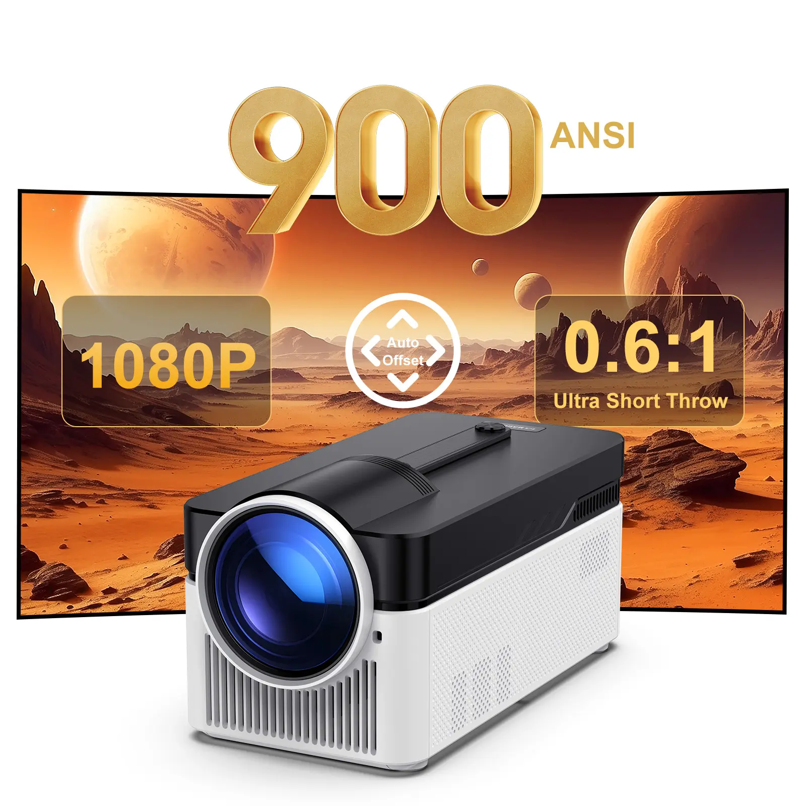 HY450 Projector with 8K Decode 900ANSI Auto Offset Google Assistant Ultra Short Throw 0.6:1 Electronic Focus Native 1080P Bluetooth 5.4 Allwinner H716 Android 11 High Performane Intelligent Home Theater #SummerWins #DealsForYouDays