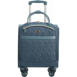18x14x8in Spinner Underseat Carry- Luggage -Airplane Personal Item Bag, USB A&C  Port, Padded Laptop Pocket & Wet/Dry Compartments for Women, Haze Blue