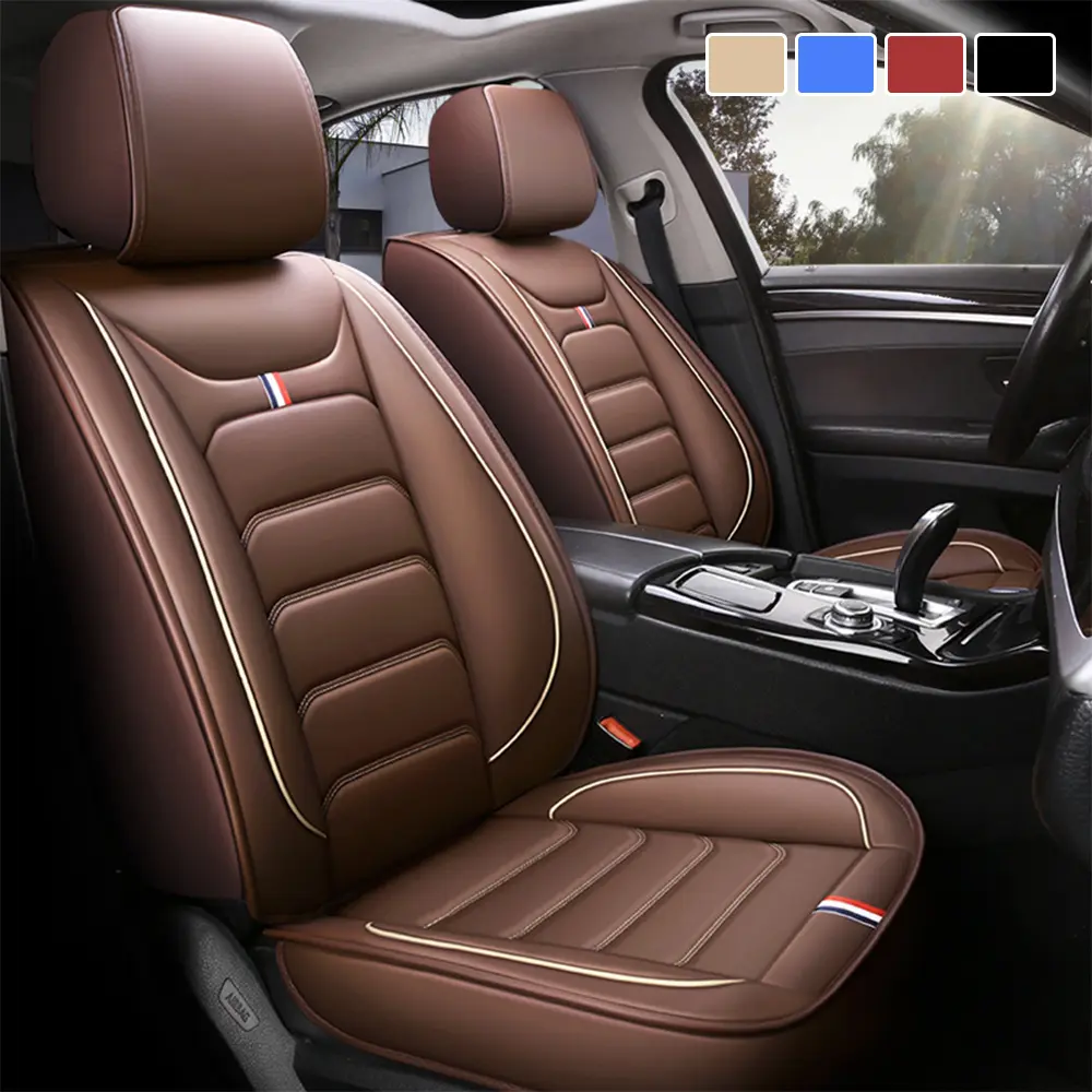 OTOEZ Waterproof PU Leather Car Seat Covers Full Set 5 Seats with Storage Bag Airbag Compatible Universal Fit Car Decoration Auto Accessories