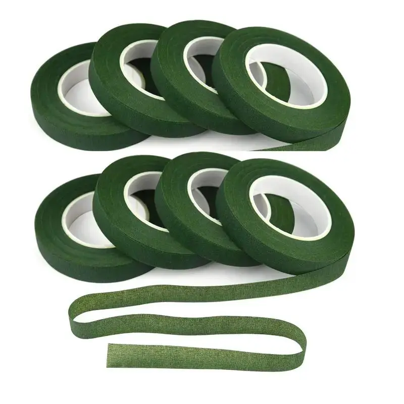 Green Floral Flower Wrapping Paper Tape, 6/12 Rolls (1/2 inch Wide) Optional, Strong Adhesive Elasticity, Fresh & Fake Ready DIY Flower Arrangement Material for DIY Users, Home Decor Supply, Decorations, Room Decorations
