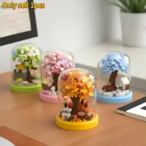 Tree House Series Micro Building Blocks Set, 1 Box Mini Assembly Models with Dust Cover, Creative Building Toy for Gifts, Stem Building Blocks