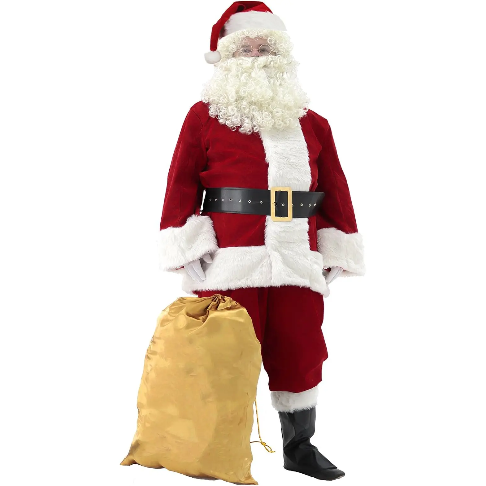 Men'S Deluxe Santa Suit 11Pc. Christmas Ultra Velvet Adult Santa Claus Costume Svansea