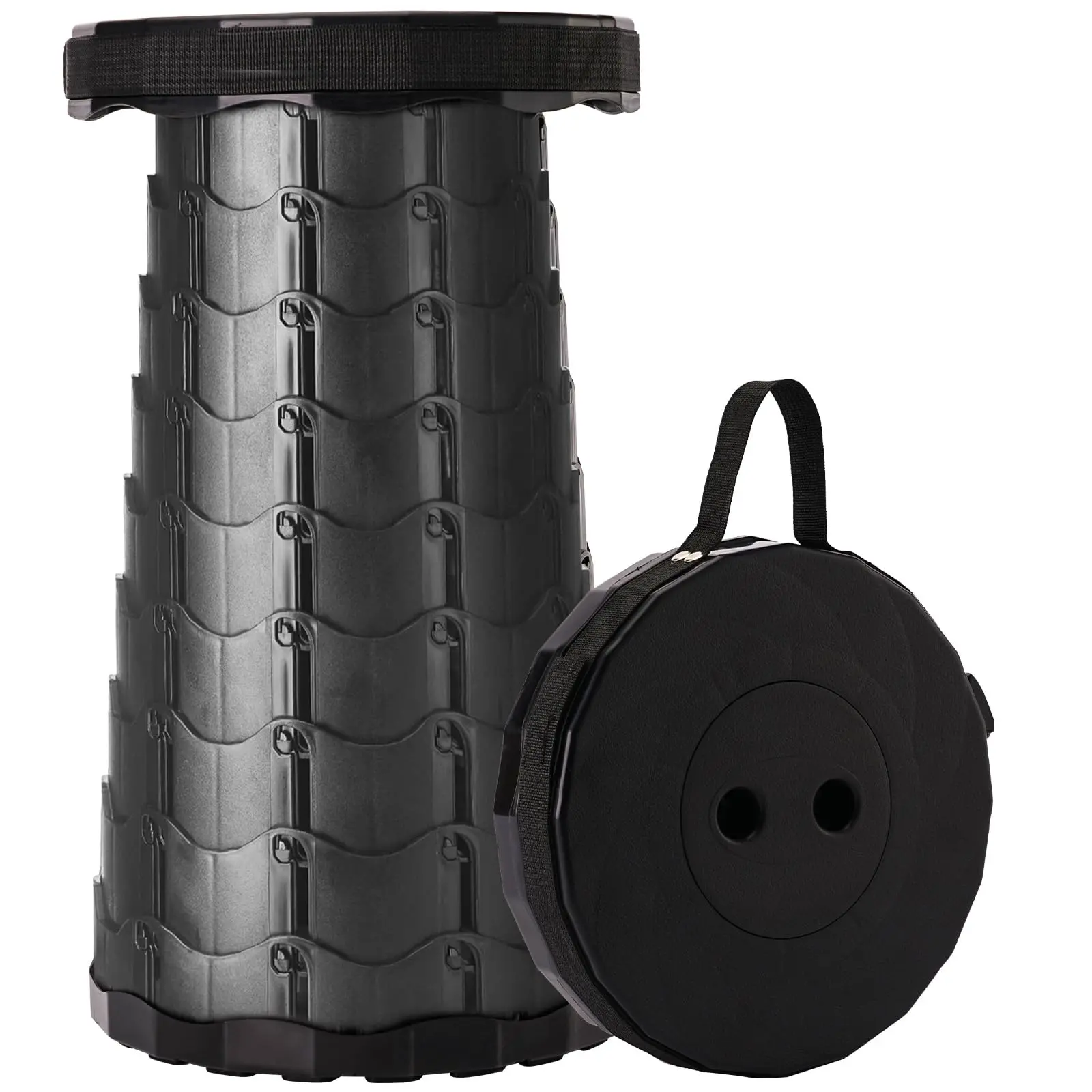 Upgraded Foldable Stool Thickened, Portable Collapsible Stool Retractable Stool for Fishing, Hiking Tours, BBQ, Parties, Outdoor Activities (Black)