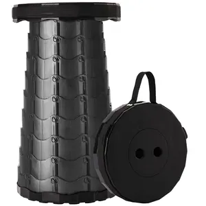 Upgraded Foldable Stool Thickened, Portable Collapsible Stool Retractable Stool for Fishing, Hiking Tours, BBQ, Parties, Outdoor Activities (Black)