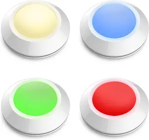 Push Light, Color Changing Puck Lights, Stick Lights for Closets, Multi Colored Fairy Light, Dimmable Tap Light, Wireless Battery Powered LED Classroom Noise Level Lights-4Pack