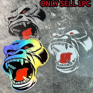 Cartoon Gorilla Pattern Car Sticker, Motorcycle Stickers, Waterproof Sunscreen Scratches Masking Self-adhesive Sticker, Applicable to Car Bumper Triangle Window Motorcycle Side Panels Glass Metal Surface, Decal for cars