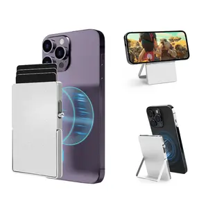 RFID Blocking Wallet Minimalist Slim Card Holder for Magsafe with Adjustable Stand, Metal Pop Up Magnetic Wallet  for Men TOYFID