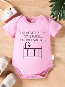 Baby "Just Moved Out My Mom's Place... Got My Own Crib" Humorous Cotton Onesie Bodysuit