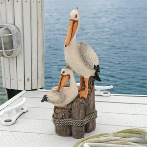 Lifelike Resin Pelican Statue - 1pc on Driftwood Base, Detailed Feather Patterns for Indoor & Outdoor Seaside Beach Decor, Ideal Christmas Holiday Gift, Garden Lawn Bird Sculpture