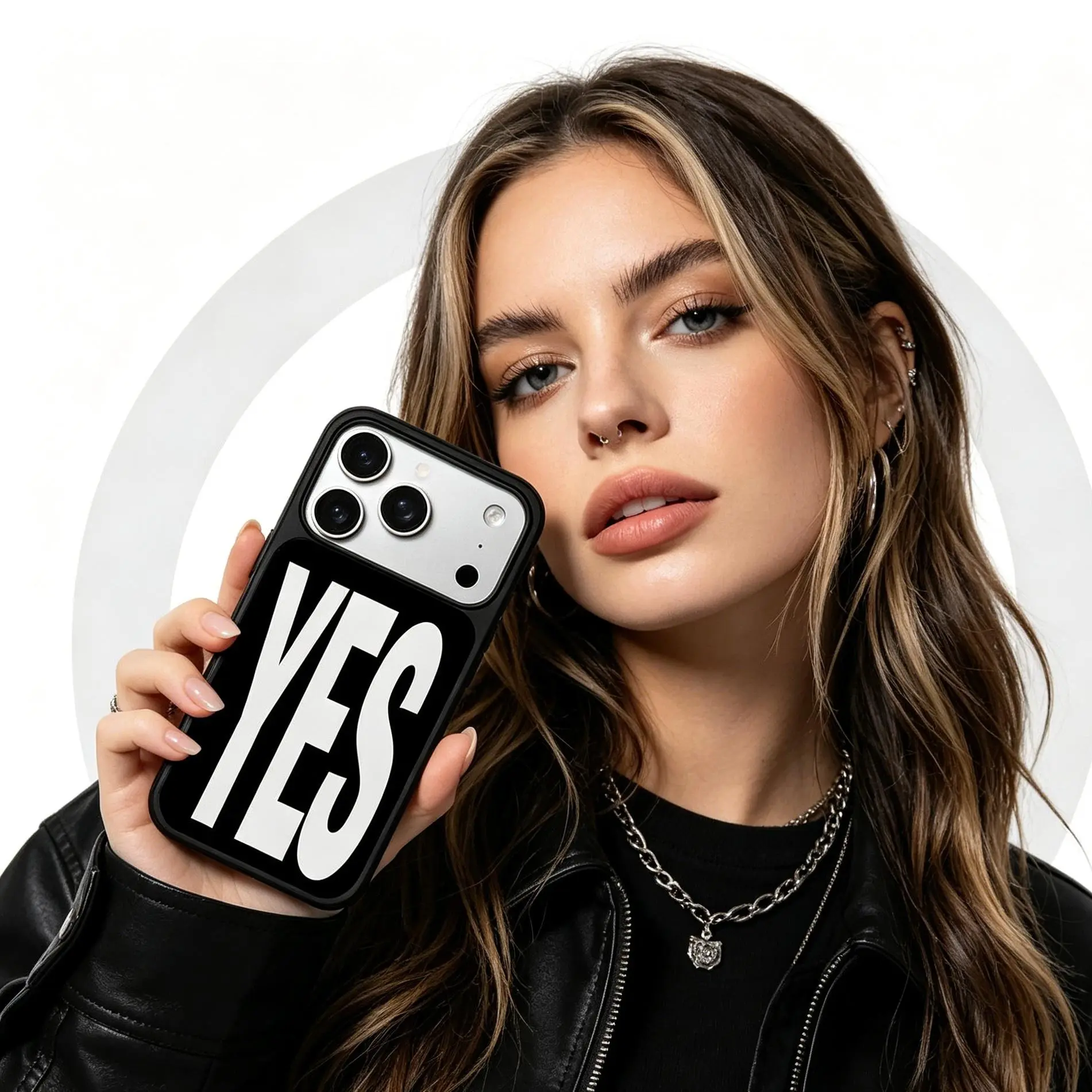 MagSafe-Compatible Smartphone Case for iPhone 17 pro max case/16/15/14/13/12 Pro Max, Bold Statement Aesthetic Shell, Minimalist Black White Text Handheld Cover, Anti-Scratch Shockproof Cellphone Protector, Trendy Y2K Summer Accessories
