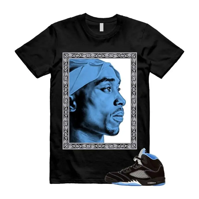 AJ5 Black University Blue White Matching T Shirt, 2PAC Graphic Shirt, 90s Hip Hop Tee, Gift For Women and Man, Unisex T-Shirt, Sneaker Head Gift