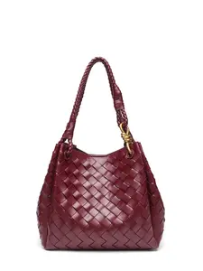 Vintage Woven Parachute Bag for Women, Handmade Basket Tote with Metal Rope Closure, Stylish Daily Shoulder Crossbody Bag
