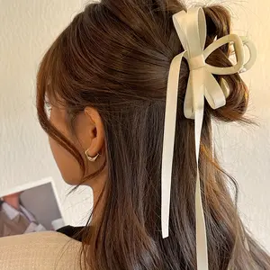 Women's Autumn Winter Bow Tie Fairy Hair Accessory, Fashionable Decorative Hair Claw, Hair Clip, Perfect for Daily Use, Updo, Elegant and Stylish