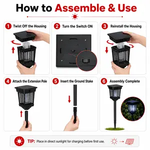 Solar Mosquito Zapper Light – Outdoor Garden Stake Lamp, UV Insect Killer, Solar Powered, Dual Mode (Mosquito Control + Pathway Lighting), Weather Resistant, Easy Setup, Small & Large Round + Square Options