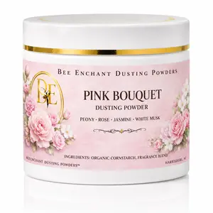 Bee Enchant’s Pink Bouquet Custom Body Dusting Perfume Powder- Scented - Finely Milled powder Talc-Free Fragrance Vanilla Daily- Natural Shower Powder Cosmetic-body powder- perfume powder