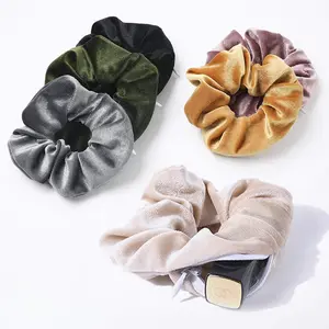 Scrunchies Hair Ties Women - 6 Pack Big Vsco Girl Stuff Scrunchy for Hair Scrunchie Holder Elastic Bands With Zipper Pocket  For Friends