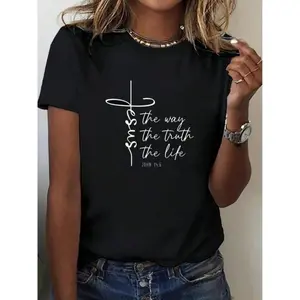 [100% Cotton] Christian Faith T-Shirt For Women & Men - Jesus The Way Truth Life Inspirational Graphic Tee,    Round Neck Short Sleeve Casual Top, Machine Washable Religious Apparel It Is Very Golf Gift T-Shirt For Men And Women
