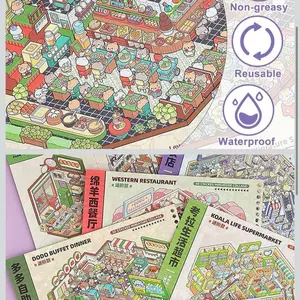 NEW Sticker Scene Telado Set Book with 3D Supermarket Scenes Stickers Reference Pages Tweezers for DIY Projects & Creative Fun Vintage Decal