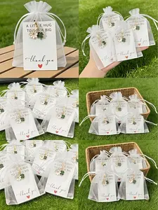 30 Pcs Daisy Clover Keychains Bulk, Wedding Favors, Bride Gift Set, Metal Floral Keychains, Thank You Cards & Bags, Unisex, Zinc Alloy, 2026 Anniversary Decor