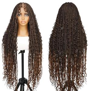 SuperNova #1B/30 36 Inches Full Lace Premium Synthetic Fiber Bohemian Box Braided Wigs Knotless #SummerVibes