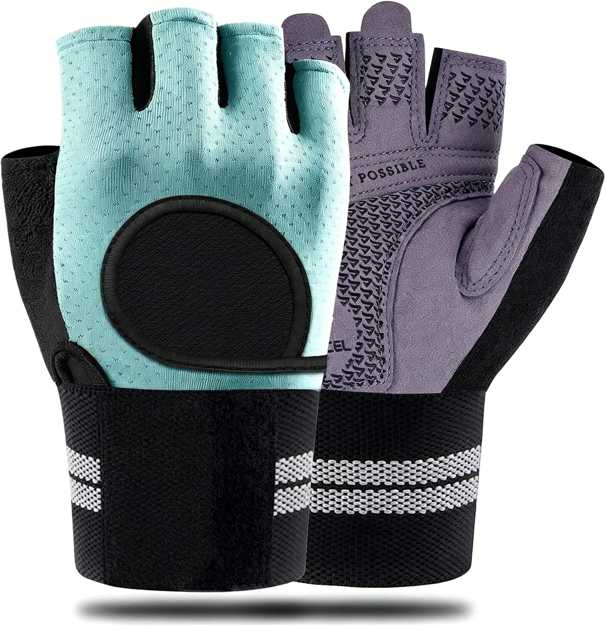 Weight Lifting Gym Gloves - Breathable Full Palm Protection Wrist-Wrapping Sweat-Absorbing Anti-Injury Bodybuilding Firm-Grip Sports Gloves for Men & Women, Training, Pull-Ups, Wrist-Wrapping Sports Gloves