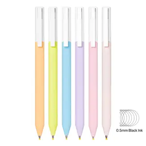 Premium Soft Touch Black Ink Gel Pen Candy Style Ball Point Pen 0.5mm Fine Point, Smooth Writing No Smear No Bleed 6 Pack