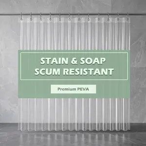 Clear Shower Curtain Liner Waterproof PEVA Bath Curtain with Weighted Magnets Rustproof Grommets 72x72