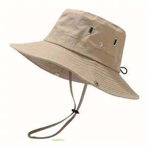 OvalletOoh Unisex 2-Pack Quick-Dry Bucket Hat - UV Protection, Breathable, Drawstring Cap for Outdoor Sports