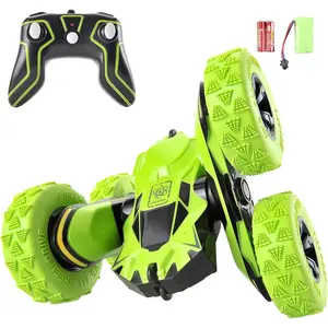 Stunt Car Remote Control Car 360° Rotating 4WD Double-Sided Flips Car Toy for Boys Girls Birthday Gift Green